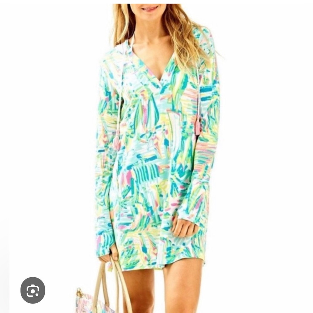 Lilly Pulitzer Rylie UPF 50+ Hooded Cover-up Dress Sea Salt & Sun - Picture 5 of 12